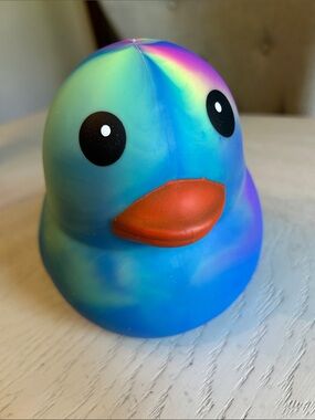 Squeeezy Jumbo Viral Squish Rainbow Blue & Purple Squishy Duck.
